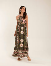 Vestido New Longo Estampado Vivian - Verde Militar