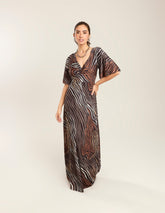 Vestido New Longo Estampado Tiger - Preto