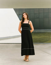 Vestido Vivo Contrastante - Preto