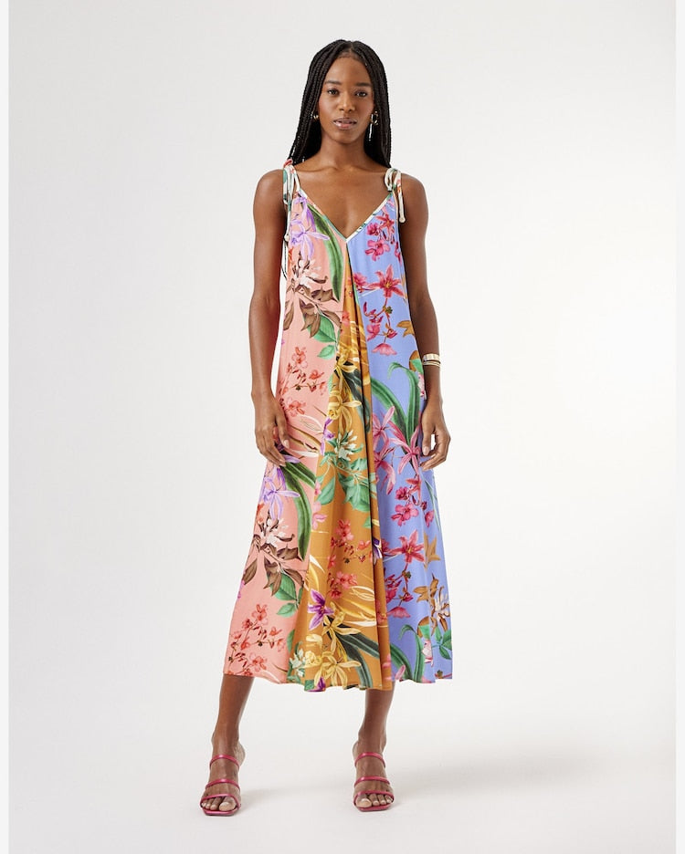 Vestido Patchwork Estampado Olivia - Patchwork