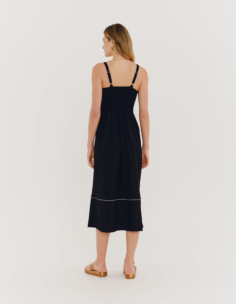 Vestido Vivo Contrastante - Preto