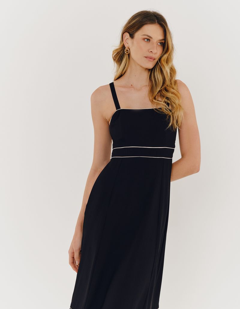 Vestido Vivo Contrastante - Preto