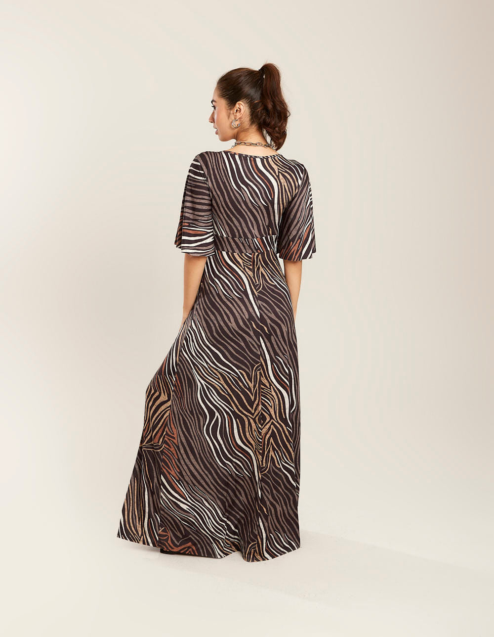 Vestido New Longo Estampado Tiger - Preto